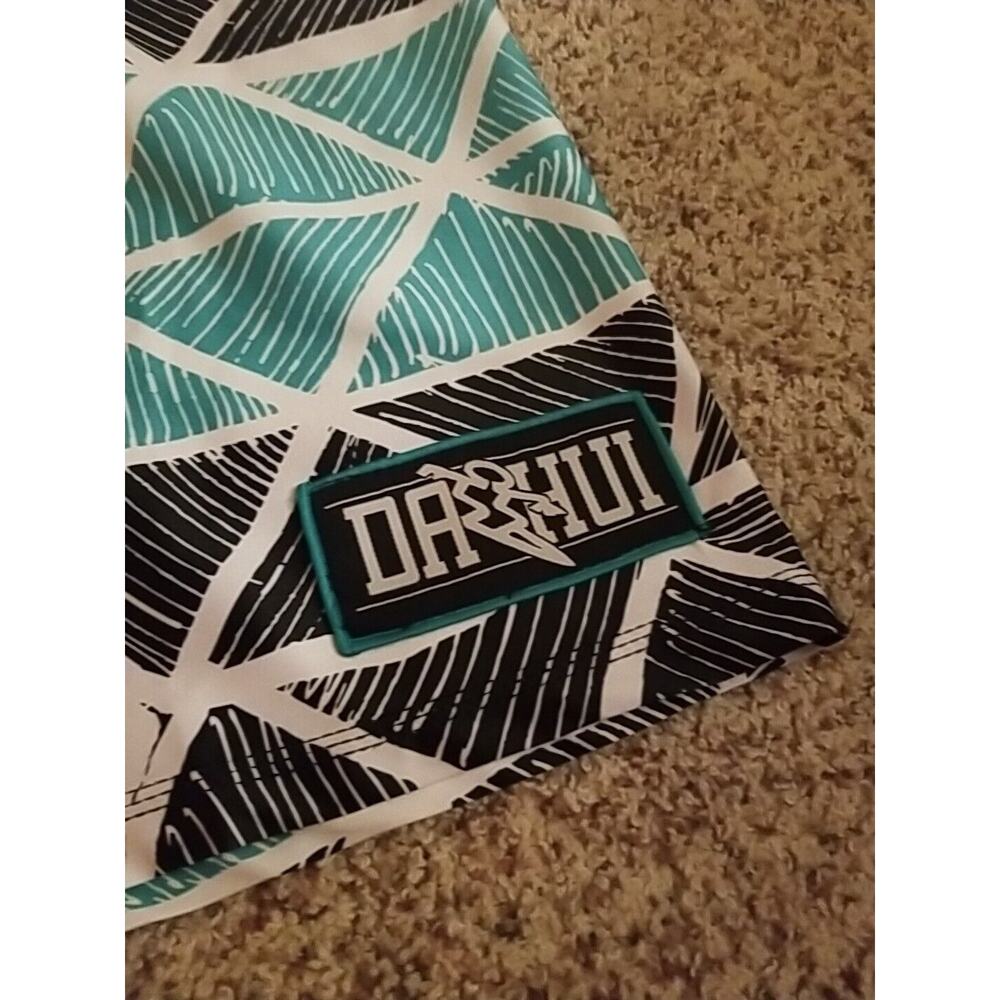 DaHui Men's 42 Board Shorts Blk/Seafoam Green Hawaii Beach Swim Trunks Surf NWT - Picture 4 of 11